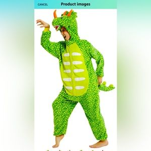Green dinosaur zip up costume
